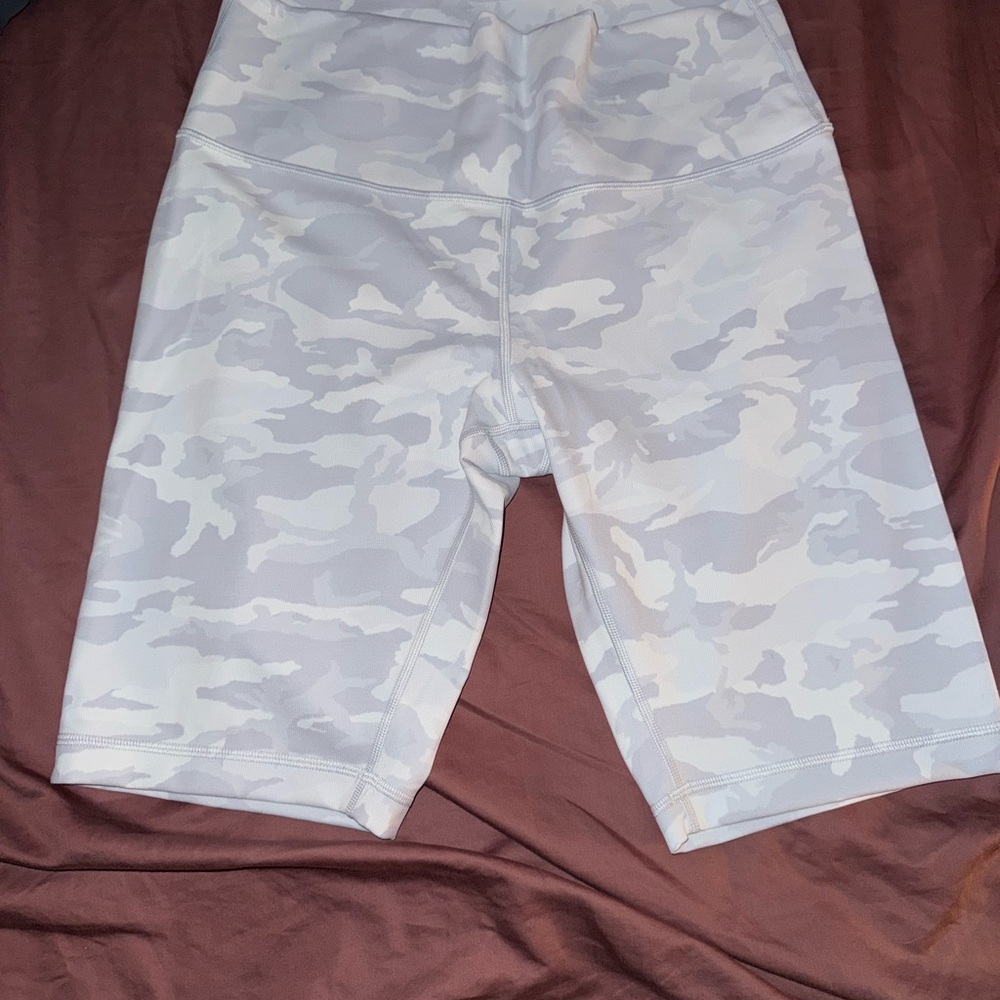 Lululemon Light Gray Camo Biker Shorts